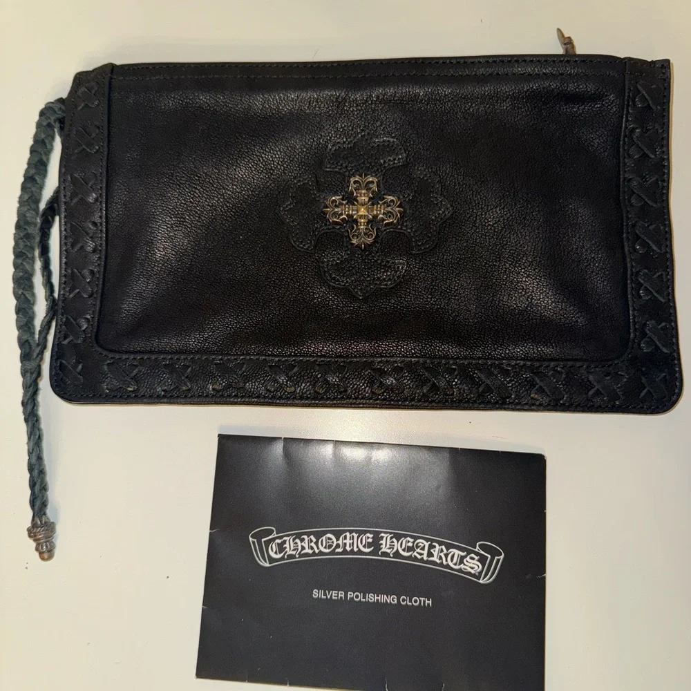 Chrome Hearts Black Leather Pouch - Picture 2 of 4